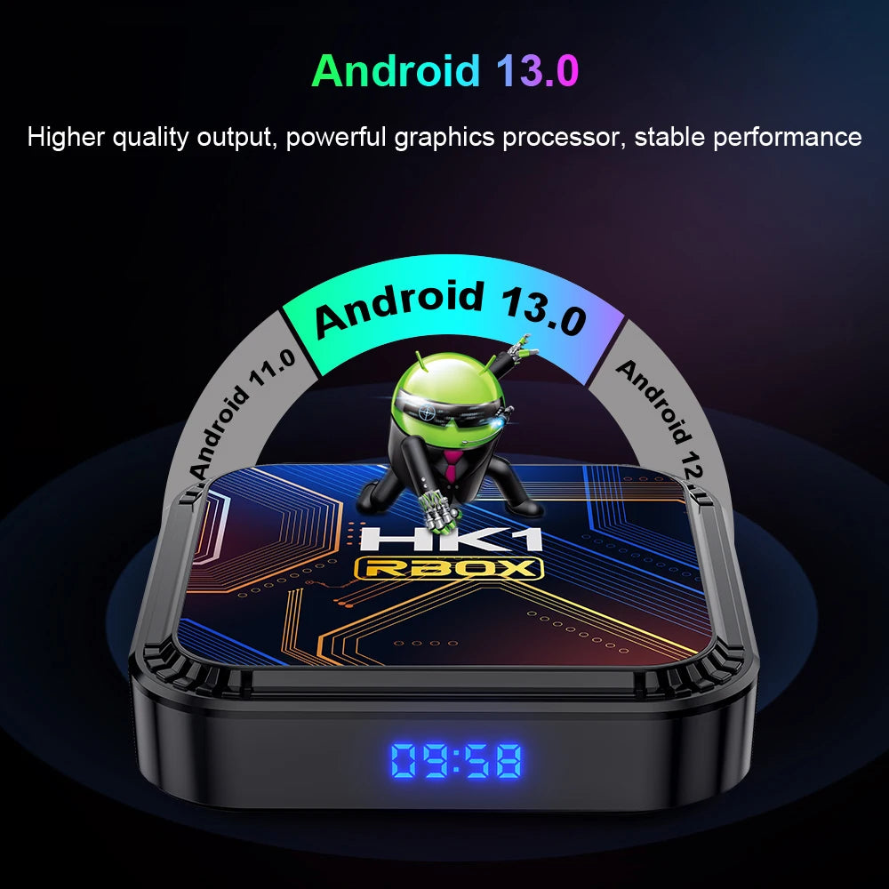 HK1 RBOX K8S RK3528 Android 13.0 Quad Core Dual Wifi 2.4G 5G 8K HDR BT4.0  Smart TV Box 2GB 4GB 16GB 32GB 64GB 100M LAN