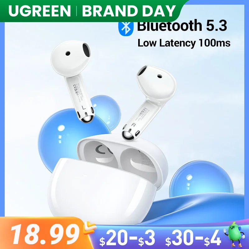 UGREEN HiTune H5 TWS Earphones Wireless Headphones TWS Earbuds Double Mic Call Noise Reduction In-Ear Handfree Earbuds