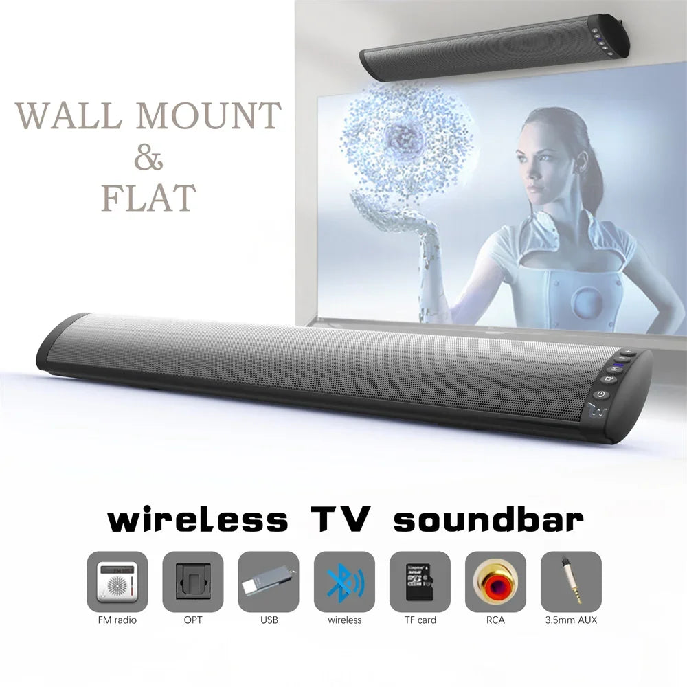 Soundbar TV Home Theater with Subwoofer Wireless Bluetooth 5.0 Speakers 3D Surround Stereo with Optical RCA AUX Remote Control