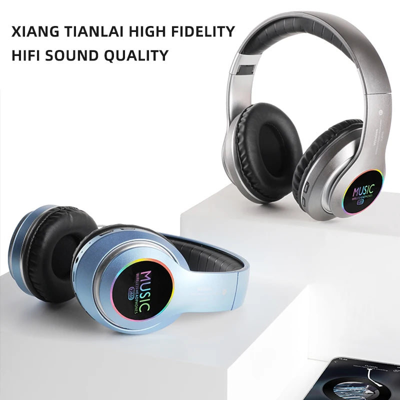 New HIFI Stereo Headphones Bluetooth Headphones Music Headphone FM and Support SD Card With Mic Foldable Phone Laptop PS4 PS5 TV